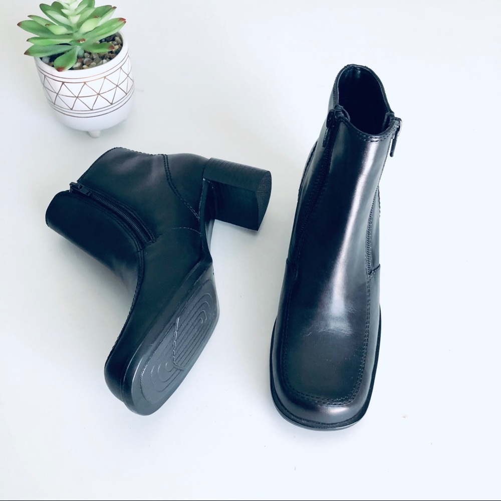 Covington Square Toe Block Heel Leather Ankle Boot